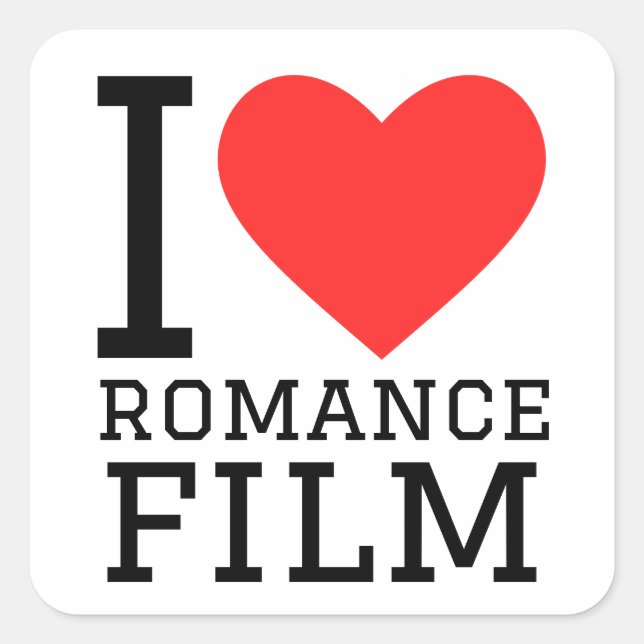 Sticker Carré J'aime le film romantique (Devant)