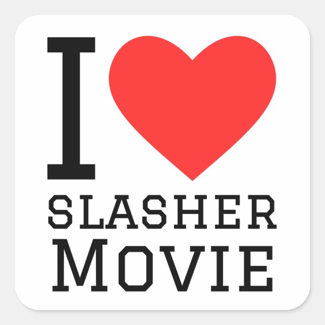 Sticker Carré J'aime le film slasher (Devant)