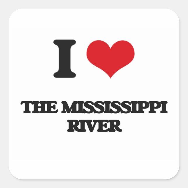 Sticker Carré J'aime le fleuve Mississippi (Devant)