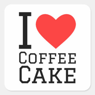 Sticker Carré J'aime le gâteau au café