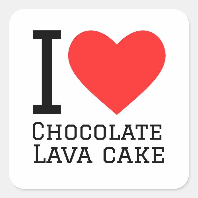 Sticker Carré J'aime le gâteau de lave au chocolat (Devant)