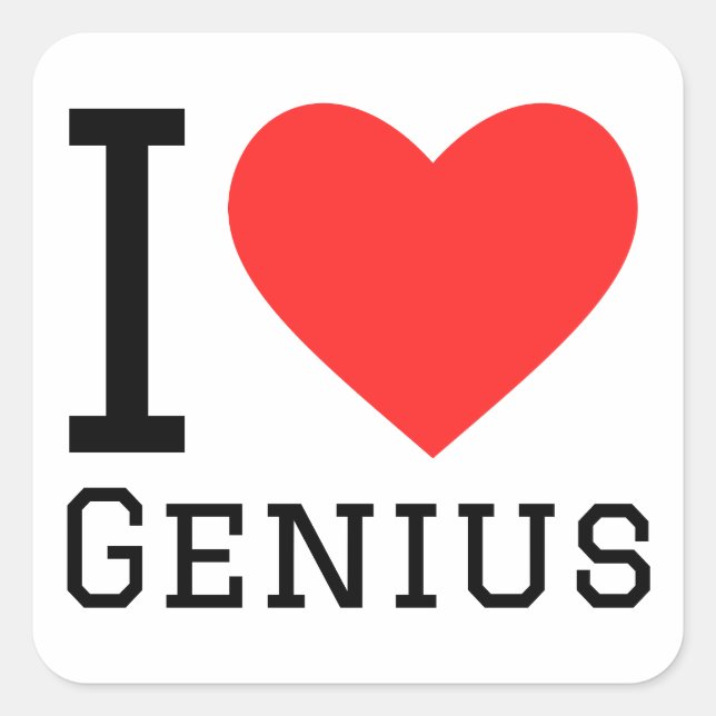 Sticker Carré J'aime le génie (Devant)