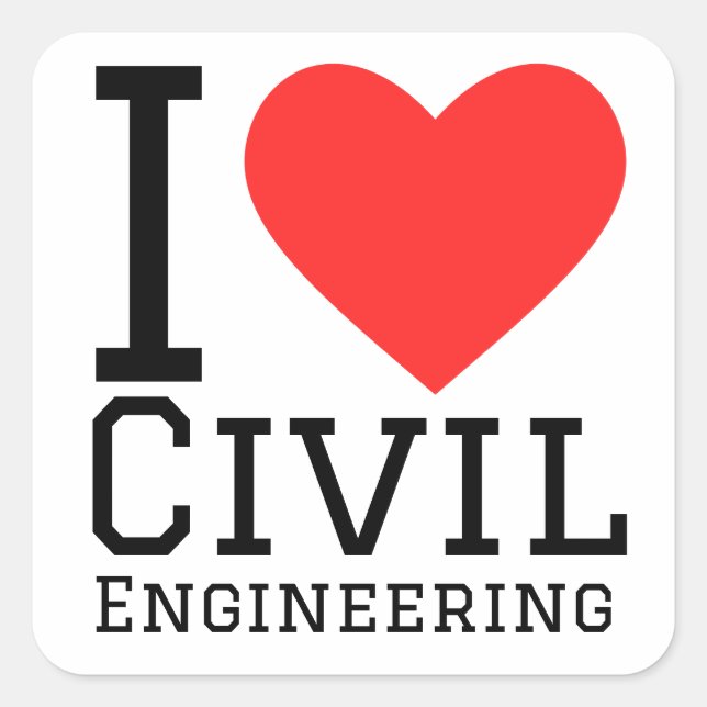 Sticker Carré J'aime le génie civil (Devant)
