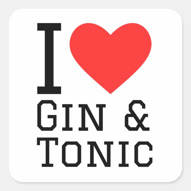 Sticker Carré J'aime le gin et le tonique (Devant)