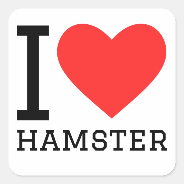 Sticker Carré J'aime le hamster (Devant)