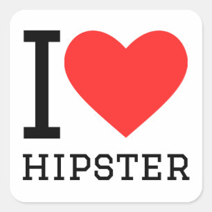 Sticker Carré J'aime le hipster