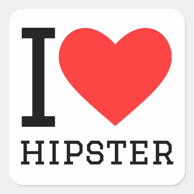 Sticker Carré J'aime le hipster (Devant)