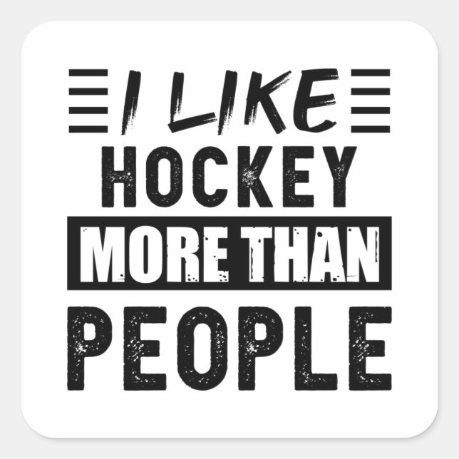 Sticker Carré J'aime le hockey plus que les gens amusants (Devant)