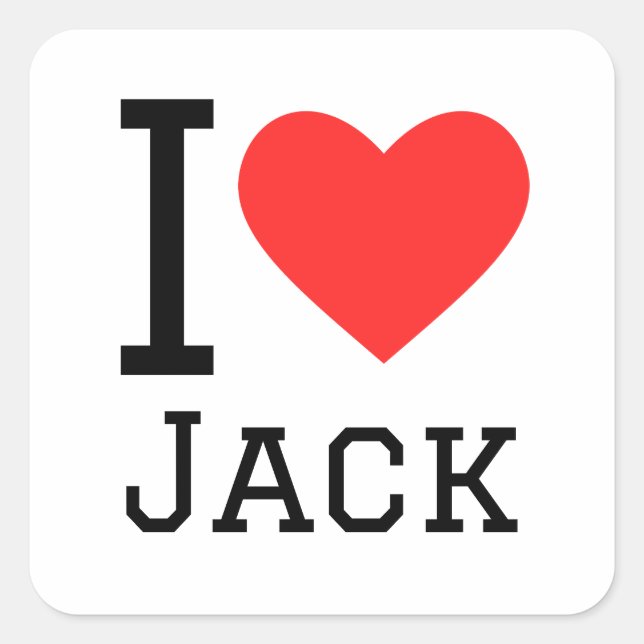 Sticker Carré J'aime le jack (Devant)