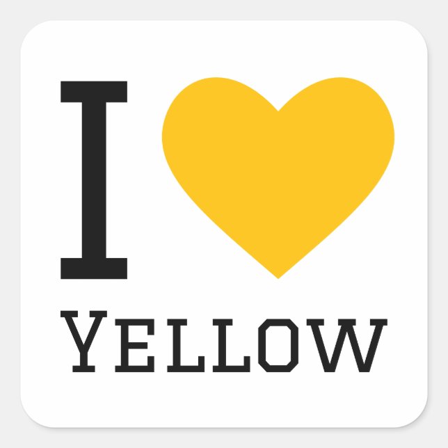 Sticker Carré J'aime le jaune (Devant)