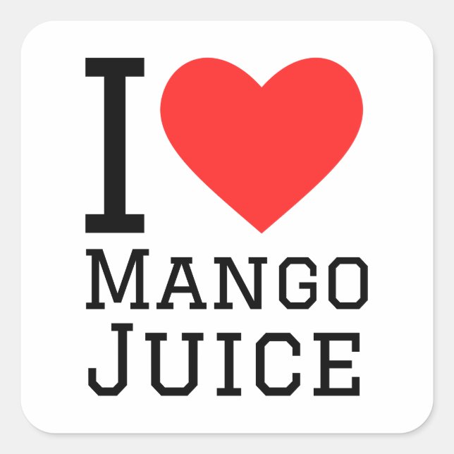 Sticker Carré J'aime le jus de mangue (Devant)