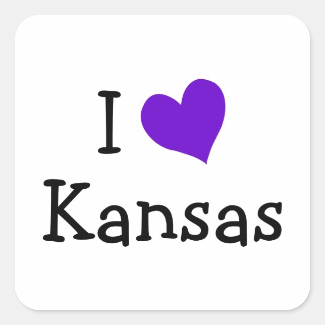 Sticker Carré J'aime le Kansas (Devant)