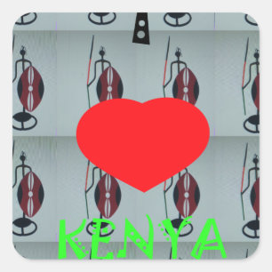 Sticker Carré J'aime le Kenya
