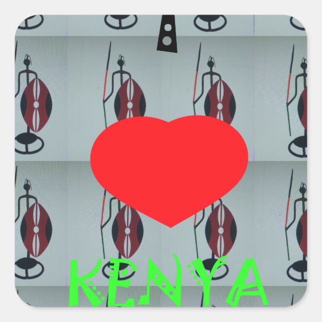 Sticker Carré J'aime le Kenya (Devant)
