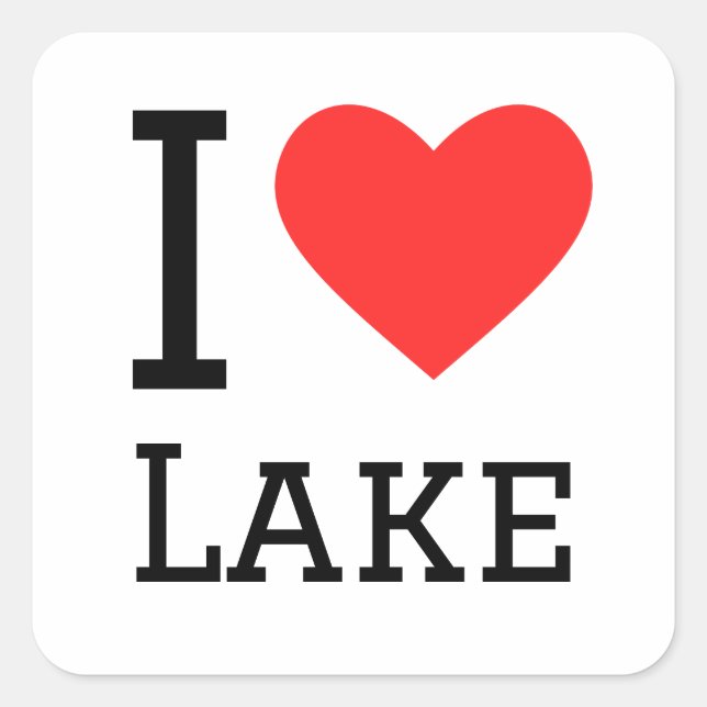 Sticker Carré J'aime le lac (Devant)