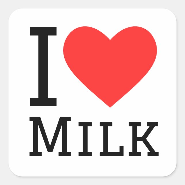 Sticker Carré J'aime le lait (Devant)