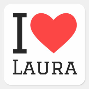 Sticker Carré J'aime le laura