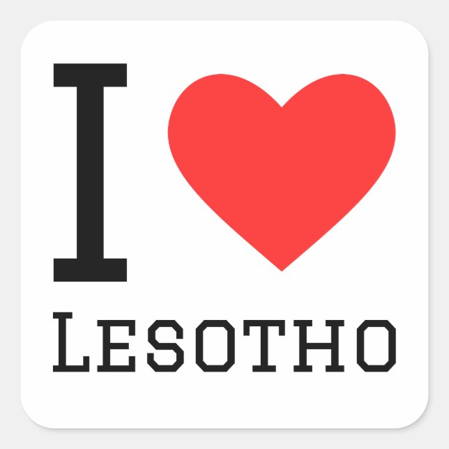 Sticker Carré J'aime le Lesotho (Devant)