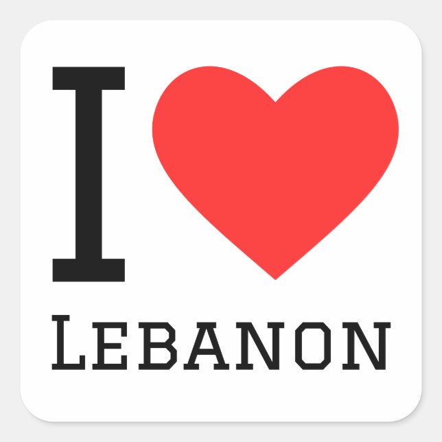 Sticker Carré J'aime le Liban (Devant)
