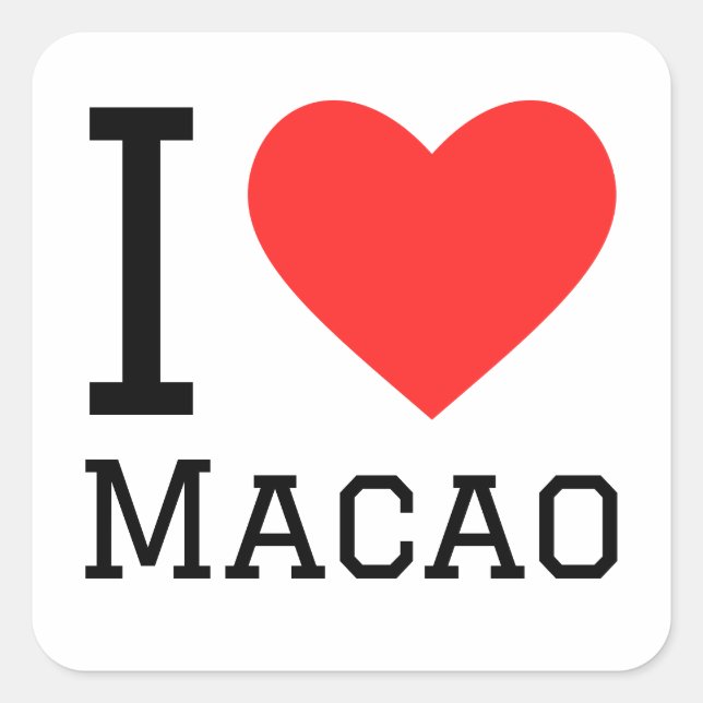 Sticker Carré J'aime le macao (Devant)