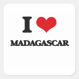Sticker Carré J'aime le Madagascar