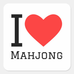 Sticker Carré J'aime le mahjong