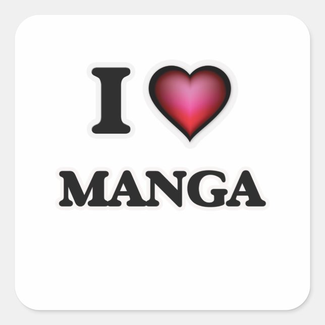 Sticker Carré J'aime le manga (Devant)