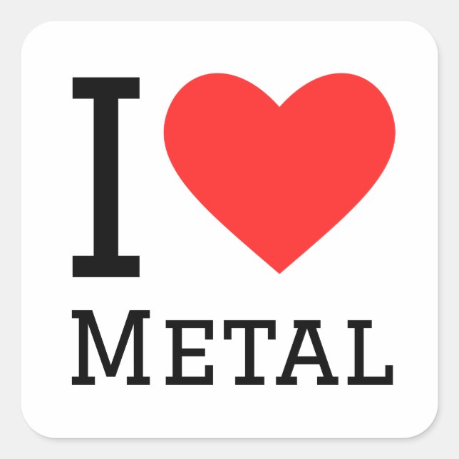 Sticker Carré J'aime le métal (Devant)