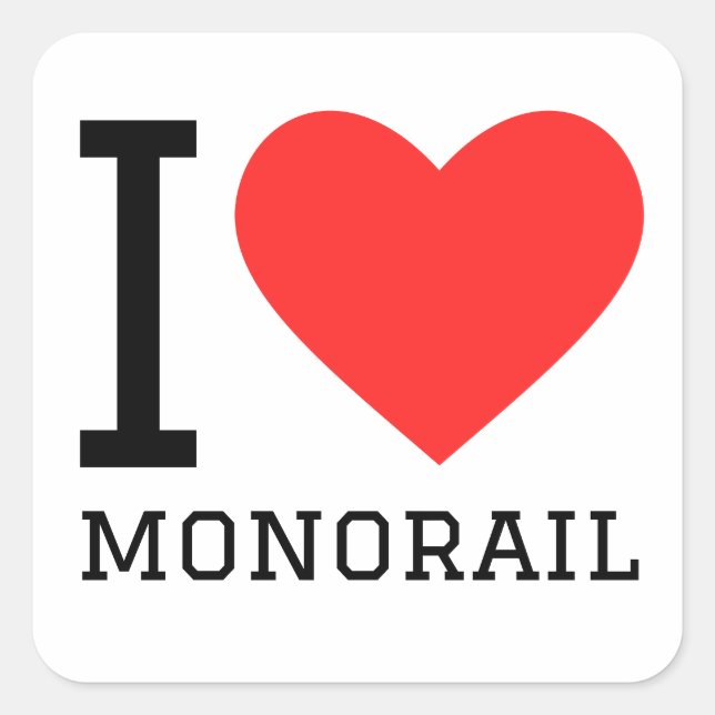 Sticker Carré J'aime le monorail (Devant)
