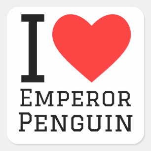 Sticker Carré J'aime le pingouin empereur