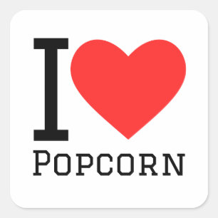 Sticker Carré J'aime le pop-corn