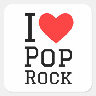 Sticker Carré J'aime le pop rock