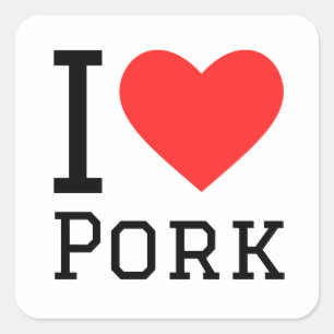Sticker Carré J'aime le porc
