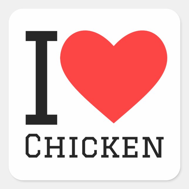 Sticker Carré J'aime le poulet (Devant)