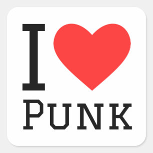Sticker Carré J'aime le punk