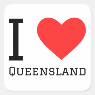 Sticker Carré J'aime le Queensland