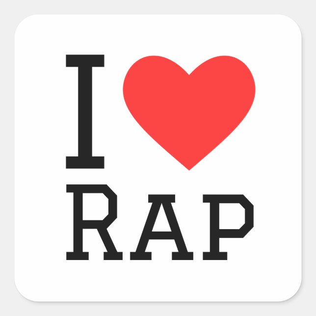 Sticker Carré J'aime le rap (Devant)