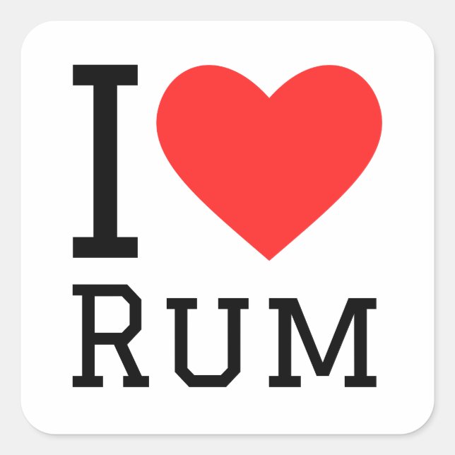 Sticker Carré J'aime le rhum (Devant)