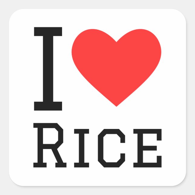 Sticker Carré J'aime le riz (Devant)