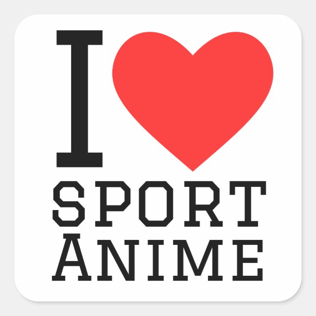 Sticker Carré J'aime le sport anime (Devant)
