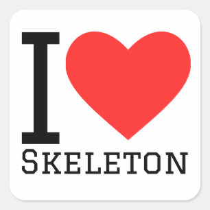 Sticker Carré J'aime le squelette