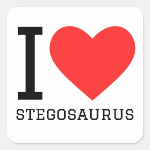 Sticker Carré J'aime le stegosaurus