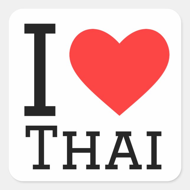 Sticker Carré J'aime le thaï (Devant)