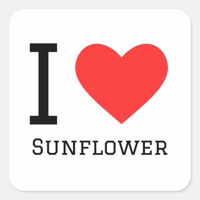 Sticker Carré J'aime le tournesol (Devant)