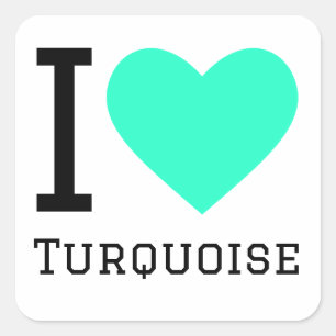 Sticker Carré J'aime le turquoise
