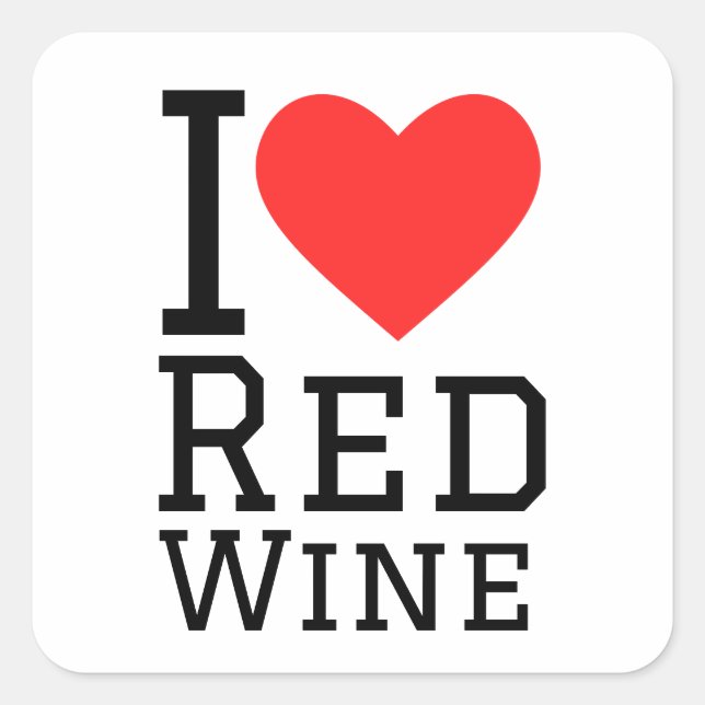 Sticker Carré J'aime le vin rouge (Devant)