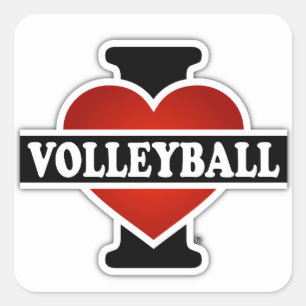 Sticker Carré J'aime le volleyball
