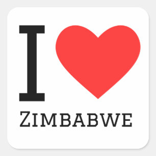 Sticker Carré J'aime le zimbabwe