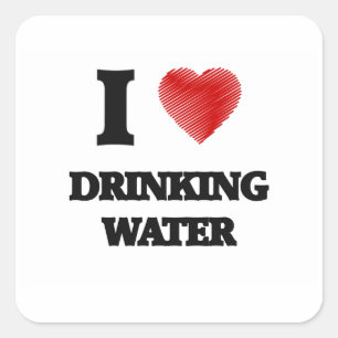 Sticker Carré J'aime l'eau potable