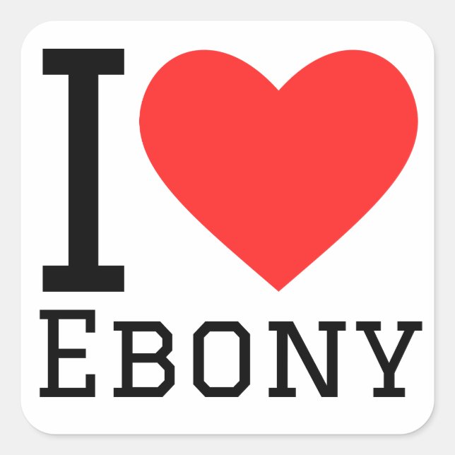 Sticker Carré J'aime l'ébène (Devant)
